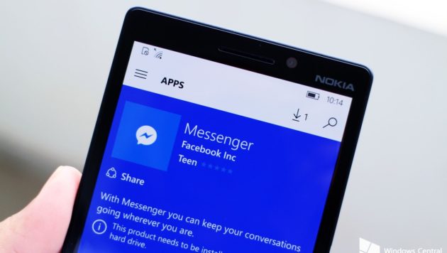 Facebook Messenger si aggiorna su Windows 10 Mobile