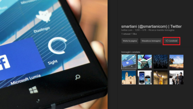 Google Immagini: è arrivato il tasto Condividi