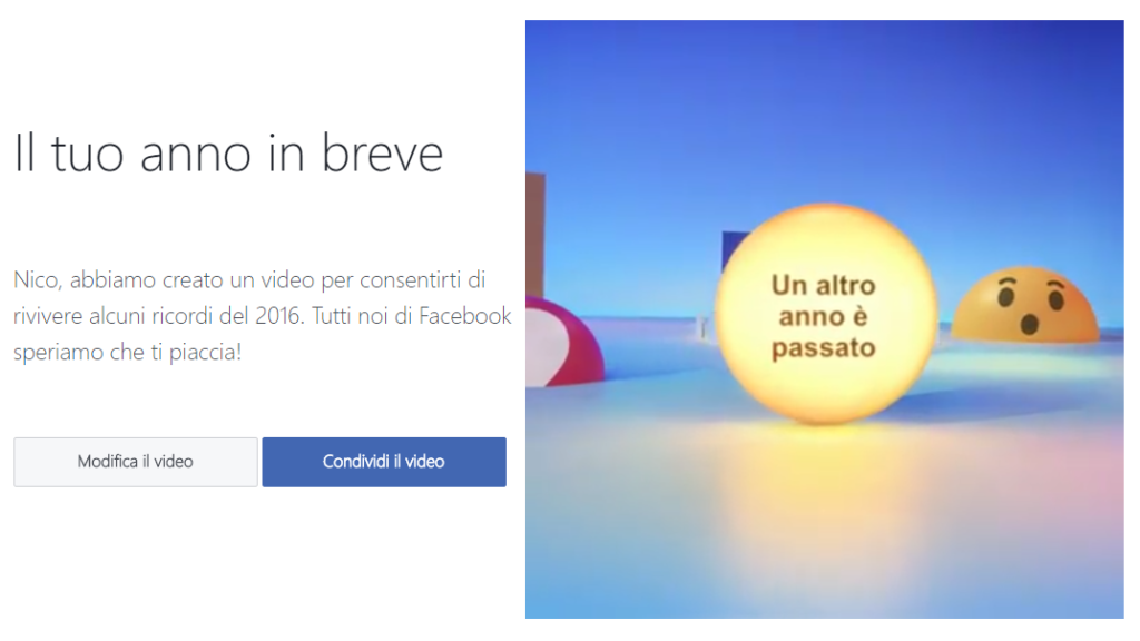 Facebook rivivi il tuo 2016 grazie ad un video