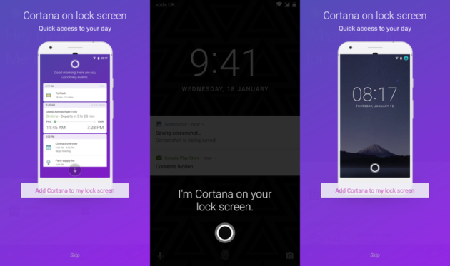 Microsoft, Cortana arriva sul lock screen di Android